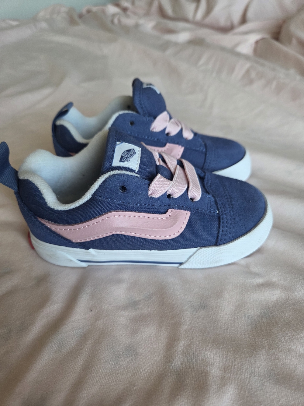 Vans Navy and Pink Kids Canvas Skate Sneakers